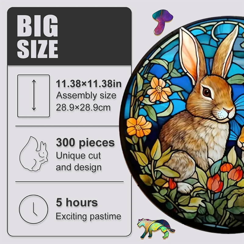 Easter Bunny Among Flowers - Wooden Jigsaw Puzzle - image 3