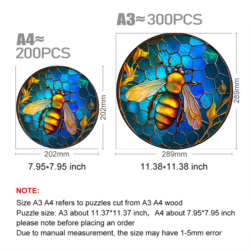 Bright Blue Bee - Wooden Jigsaw Puzzle - image 2