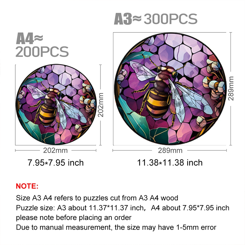 Purple Garden Bee - Wooden Jigsaw Puzzle - image 2