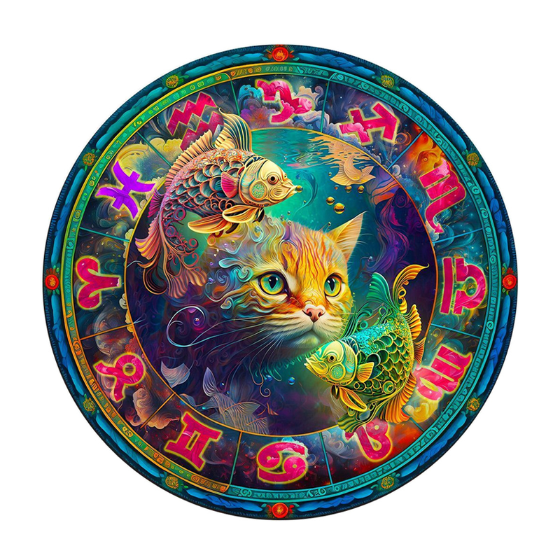 Twelve Constellations | Pisces - Wooden Jigsaw Puzzle - A3  - Wooden Gift Packaging - image 0