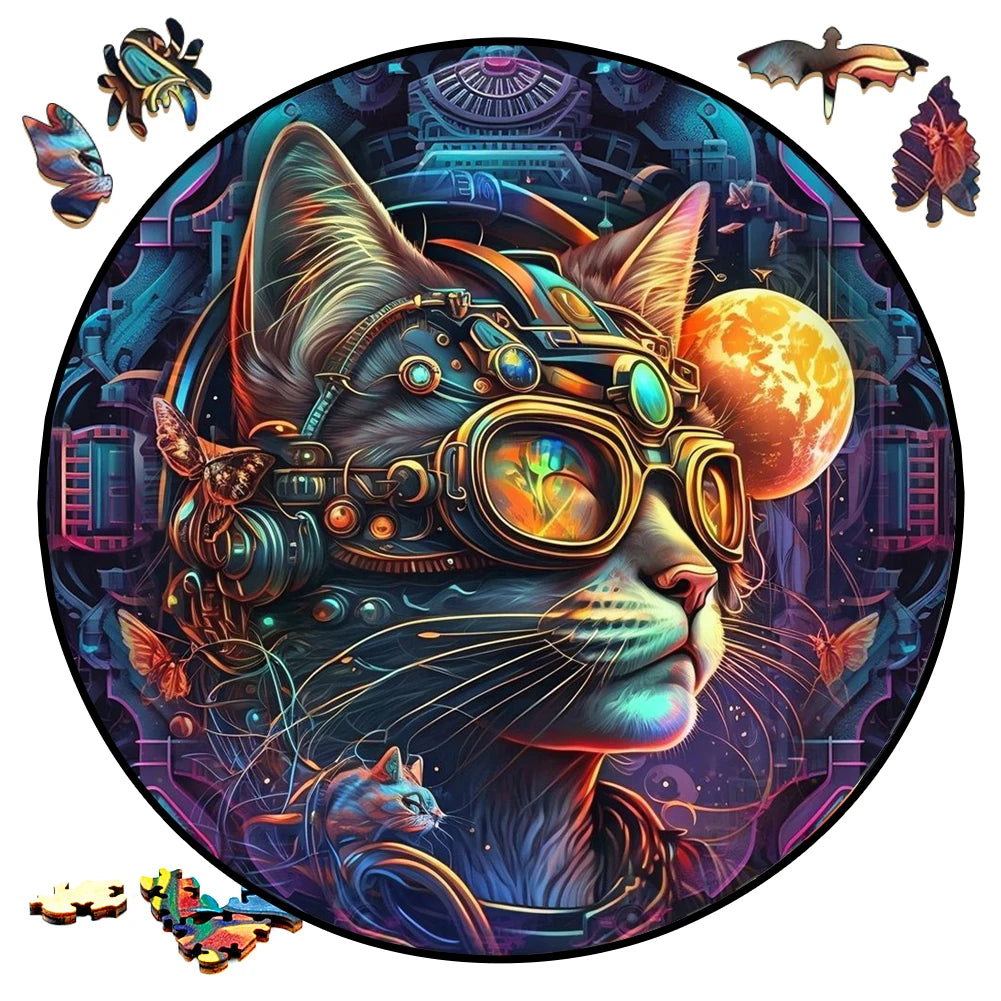 Mechanical Space Cat - Wooden Jigsaw Puzzle - image 1