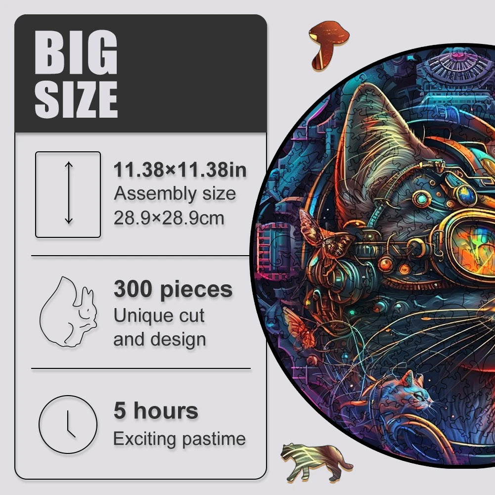 Mechanical Space Cat - Wooden Jigsaw Puzzle - image 4