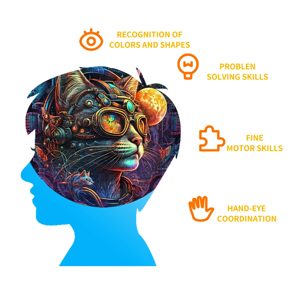 Mechanical Space Cat - Wooden Jigsaw Puzzle - image 6