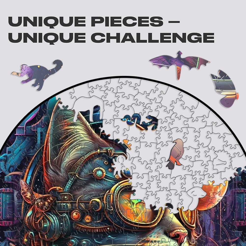 Mechanical Space Cat - Wooden Jigsaw Puzzle - image 5