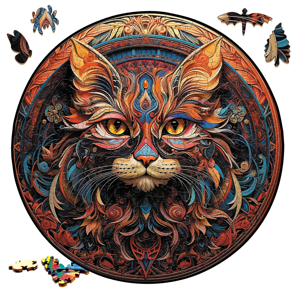 Mysterious Cat - Wooden Jigsaw Puzzle - image 1