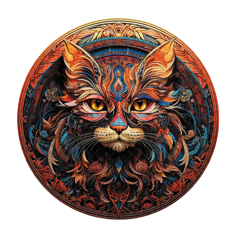 Mysterious Cat - Wooden Jigsaw Puzzle - A3  - Wooden Gift Packaging - image 0