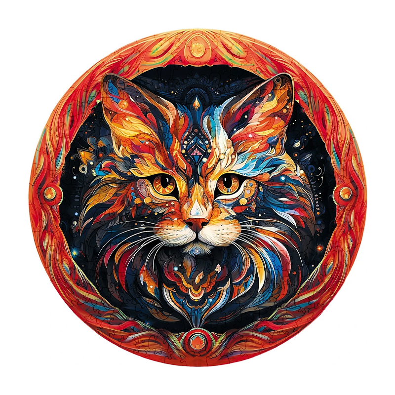 Mysterious Cat - Wooden Jigsaw Puzzle - A3  - Wooden Gift Packaging - image 0