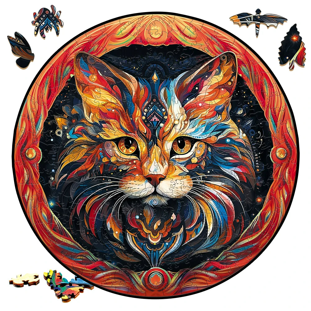 Mysterious Cat - Wooden Jigsaw Puzzle - image 1