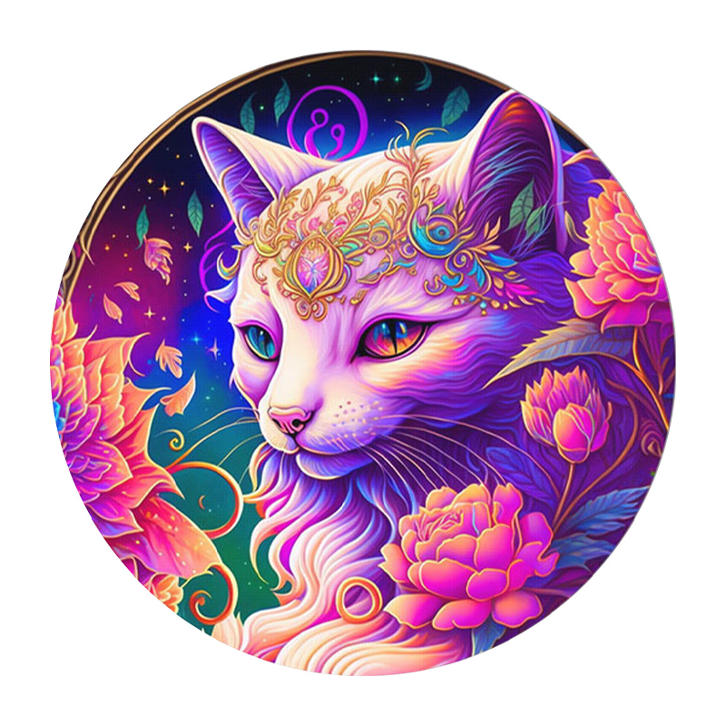 Beautiful Cat Round Shaped - Wooden Jigsaw Puzzle - A3  - Wooden Gift Packaging - image 0