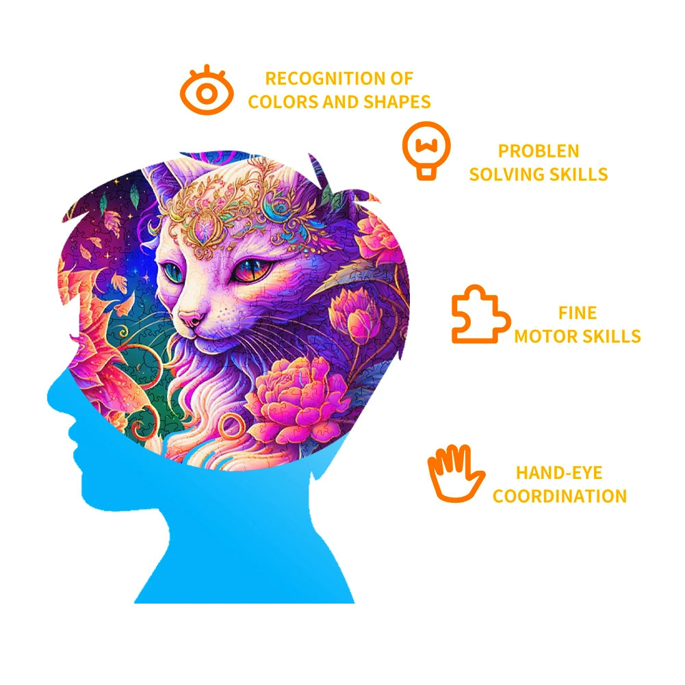 Beautiful Cat Round Shaped - Wooden Jigsaw Puzzle - image 6