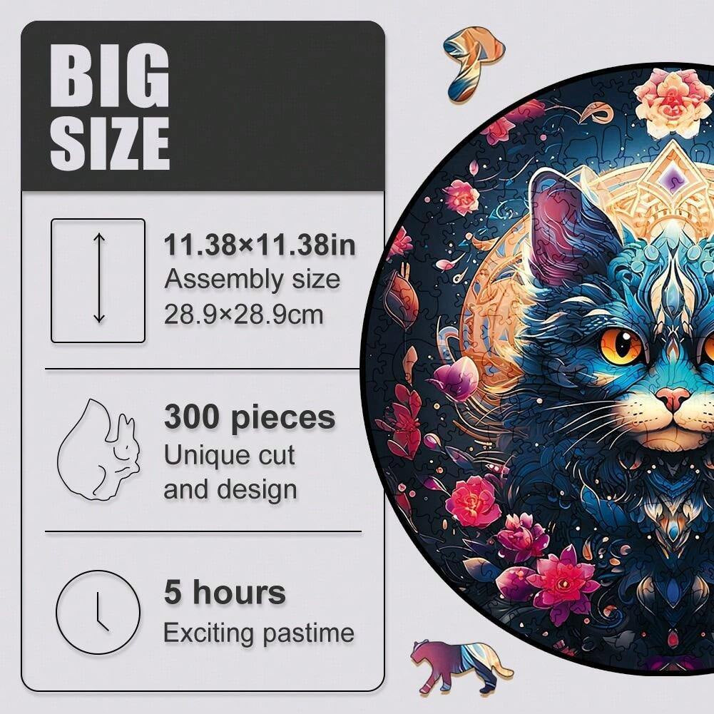 Block Mysterious Cat - Wooden Jigsaw Puzzle - image 3