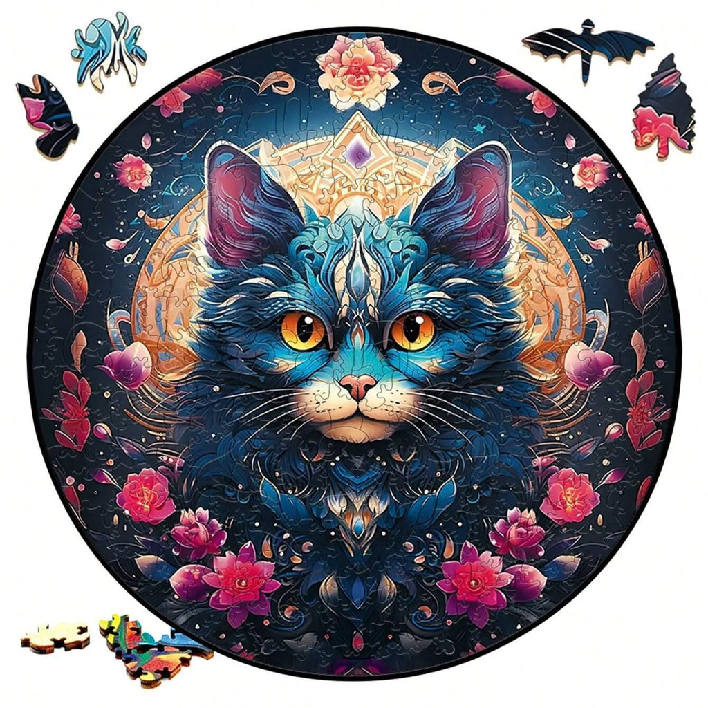 Block Mysterious Cat - Wooden Jigsaw Puzzle - image 1