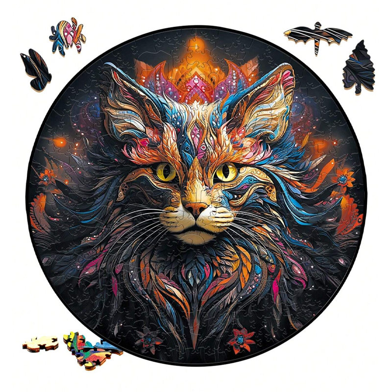 Mandala Cat - Wooden Jigsaw Puzzle - image 1