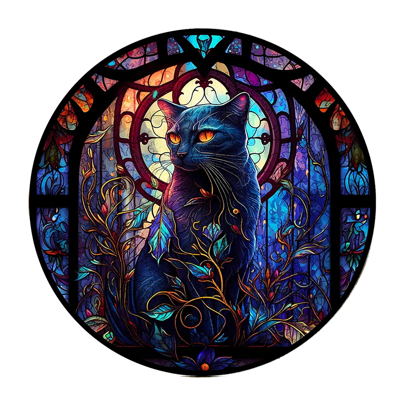 Mysterious Gorgeous Cat - Wooden Jigsaw Puzzle - A3  - Wooden Gift Packaging - image 0