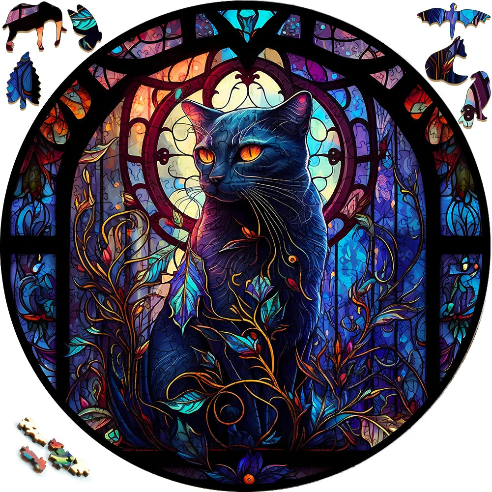 Mysterious Gorgeous Cat - Wooden Jigsaw Puzzle - image 1
