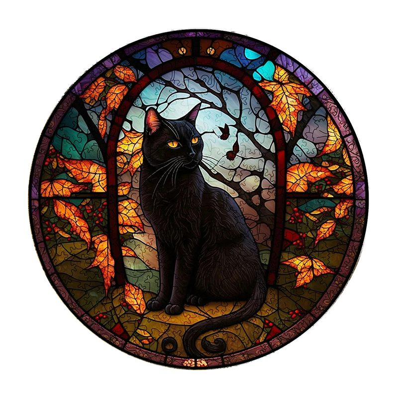 Mysterious Black Cat - Wooden Jigsaw Puzzle - A3  - Wooden Gift Packaging - image 0