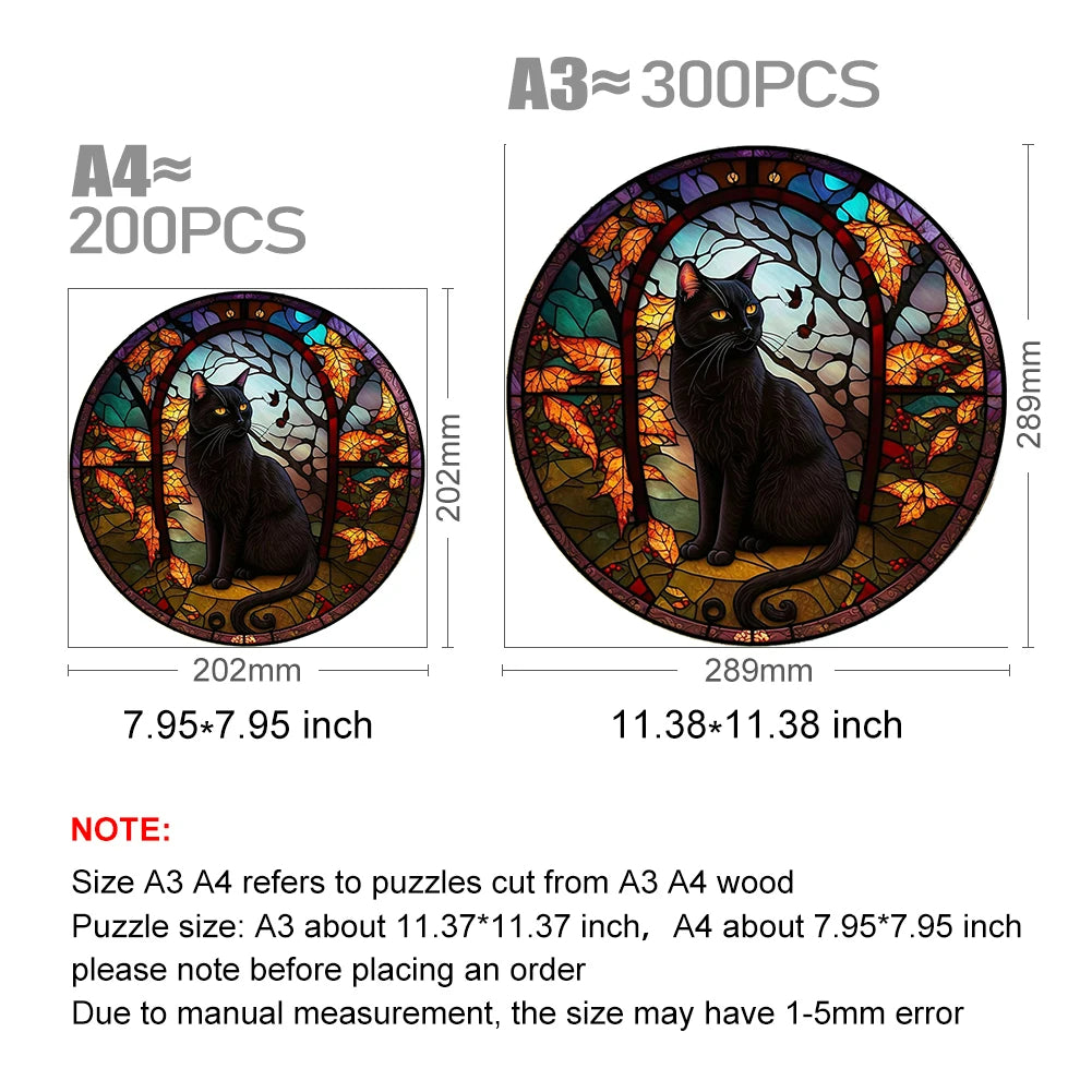 Mysterious Black Cat - Wooden Jigsaw Puzzle - image 2