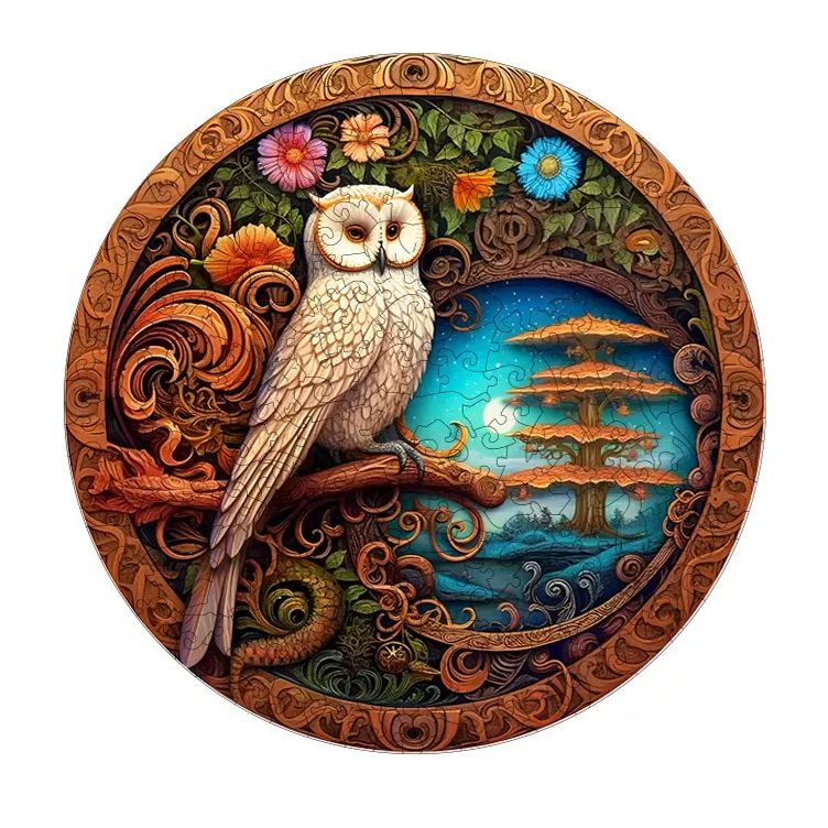 White Owl - Wooden Jigsaw Puzzles - A2 - Wooden Gift Packaging - image 0