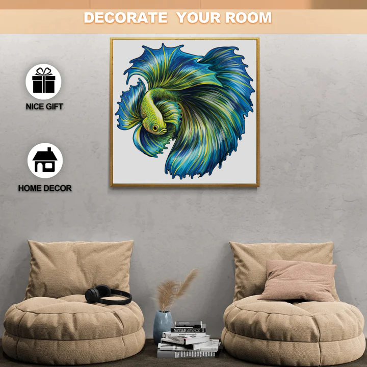 Fighting Fish ‘Blue Double Tail’ - Wooden Jigsaw Puzzle - image 2