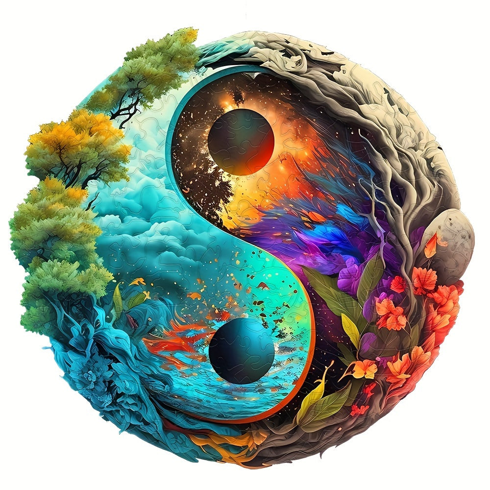 Yin Yang Forest - Wooden Jigsaw Puzzle - A3  - image 0