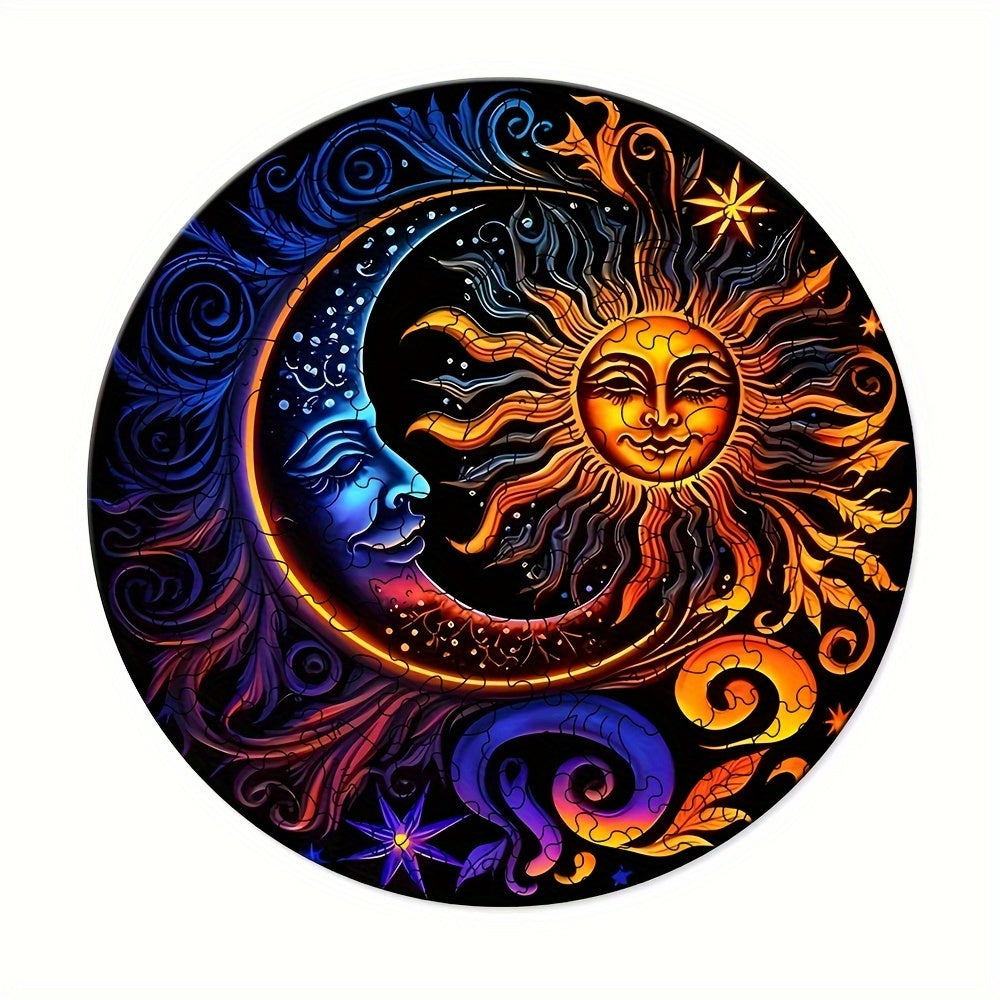 Moon And Sun - Wooden Jigsaw Puzzle - A3  - Wooden Gift Packaging - image 0
