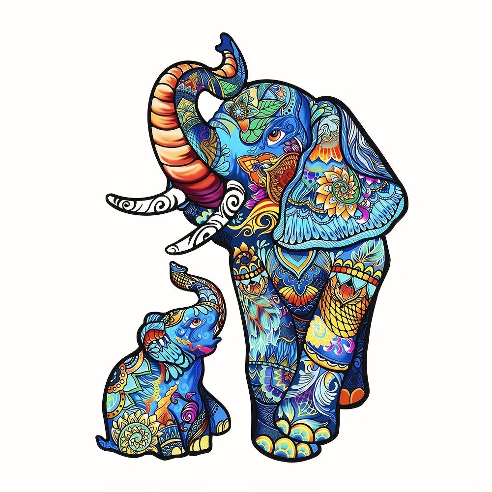 Elephant Mother And Child - Wooden Jigsaw Puzzle - A3  - image 0
