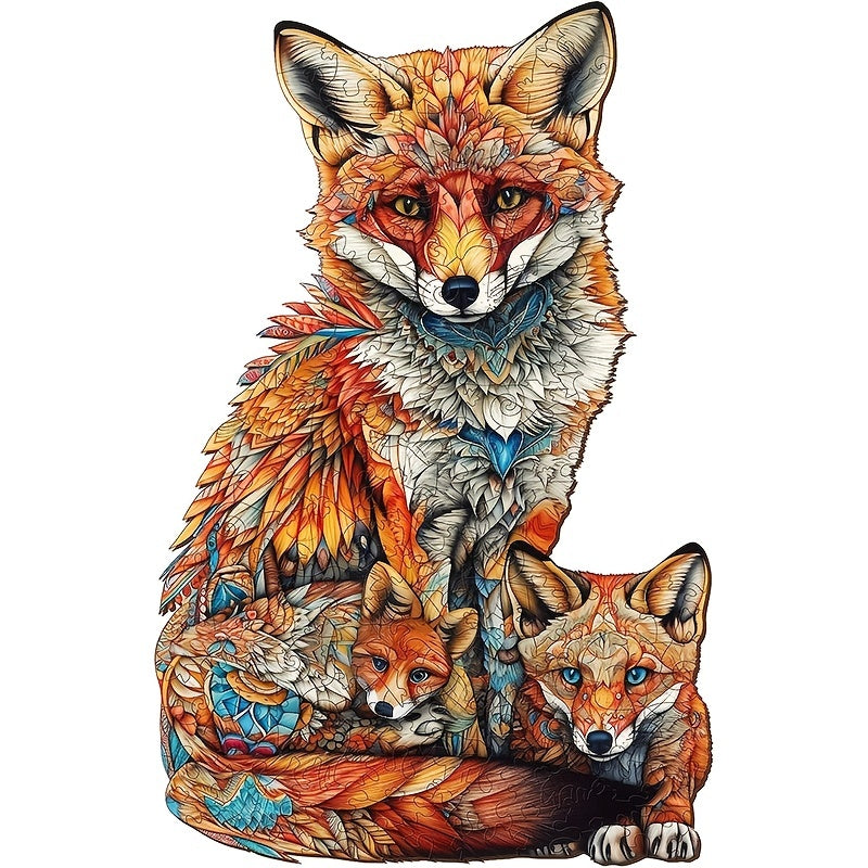 Warm Fox Family - Wooden Jigsaw Puzzle - A3 - image 0