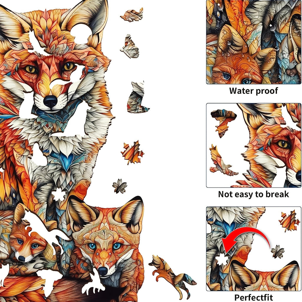 Warm Fox Family - Wooden Jigsaw Puzzle - image 2