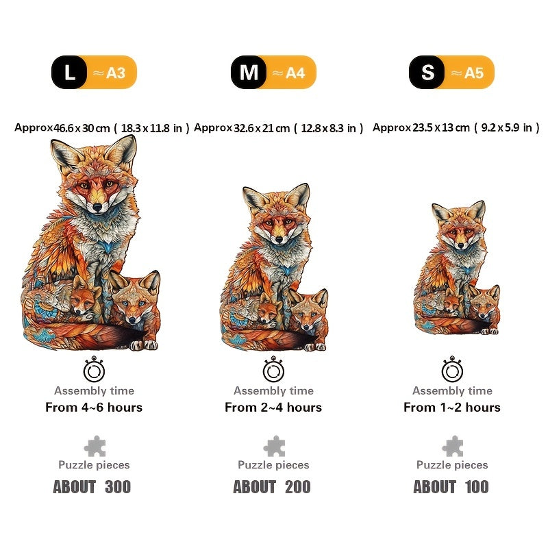 Warm Fox Family - Wooden Jigsaw Puzzle - image 3