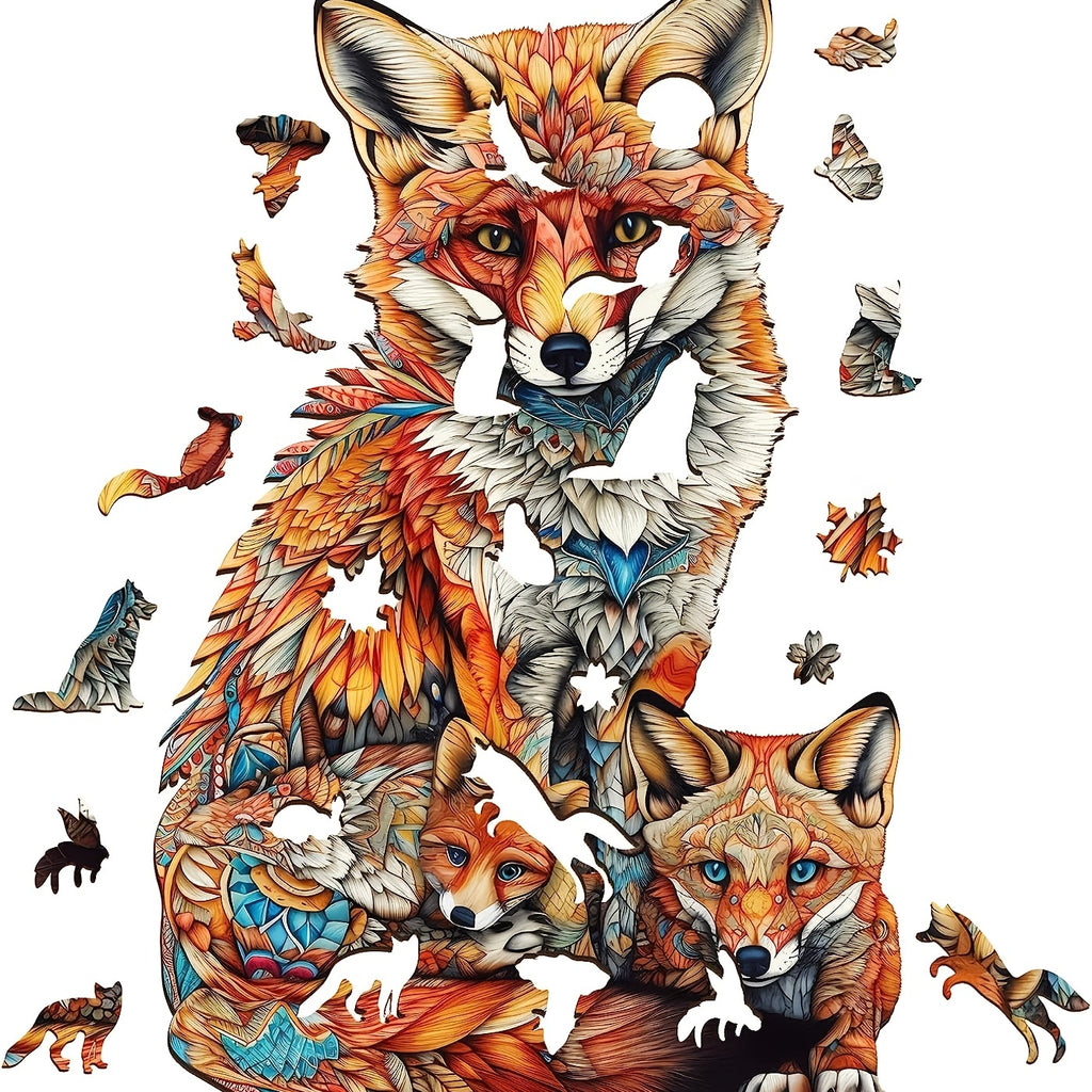 Warm Fox Family - Wooden Jigsaw Puzzle - image 1