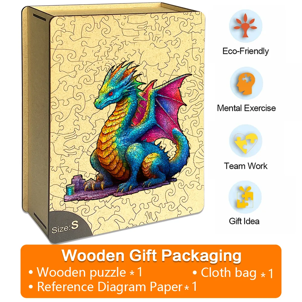Red-eyed Wyvern - Wooden Jigsaw Puzzles - A2 - Wooden Gift Packaging - image 4