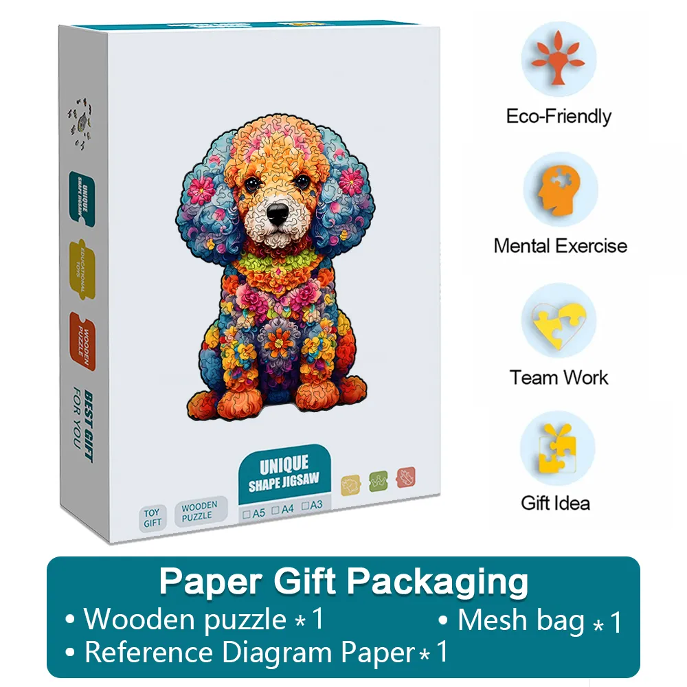 Petal Dog - Wooden Jigsaw Puzzles - A2 - Paper Gift Packaging - image 4