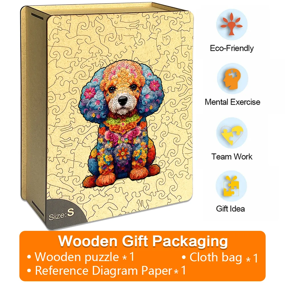 Petal Dog - Wooden Jigsaw Puzzles - A2 - Wooden Gift Packaging - image 5