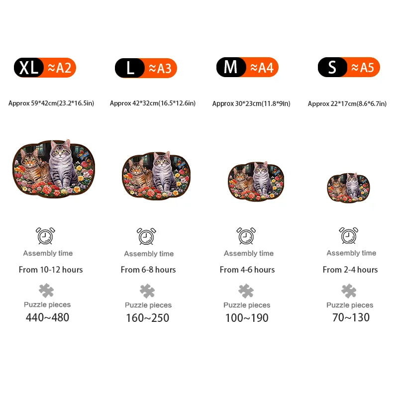 Flowers Cat - Wooden Jigsaw Puzzles - image 2