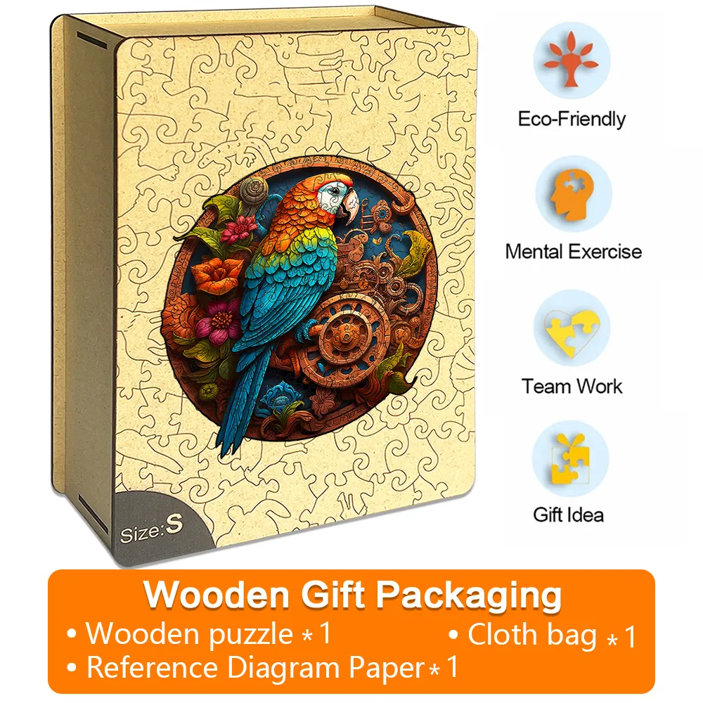 Gear Parrot - Wooden Jigsaw Puzzles - A2 - Wooden Gift Packaging - image 4