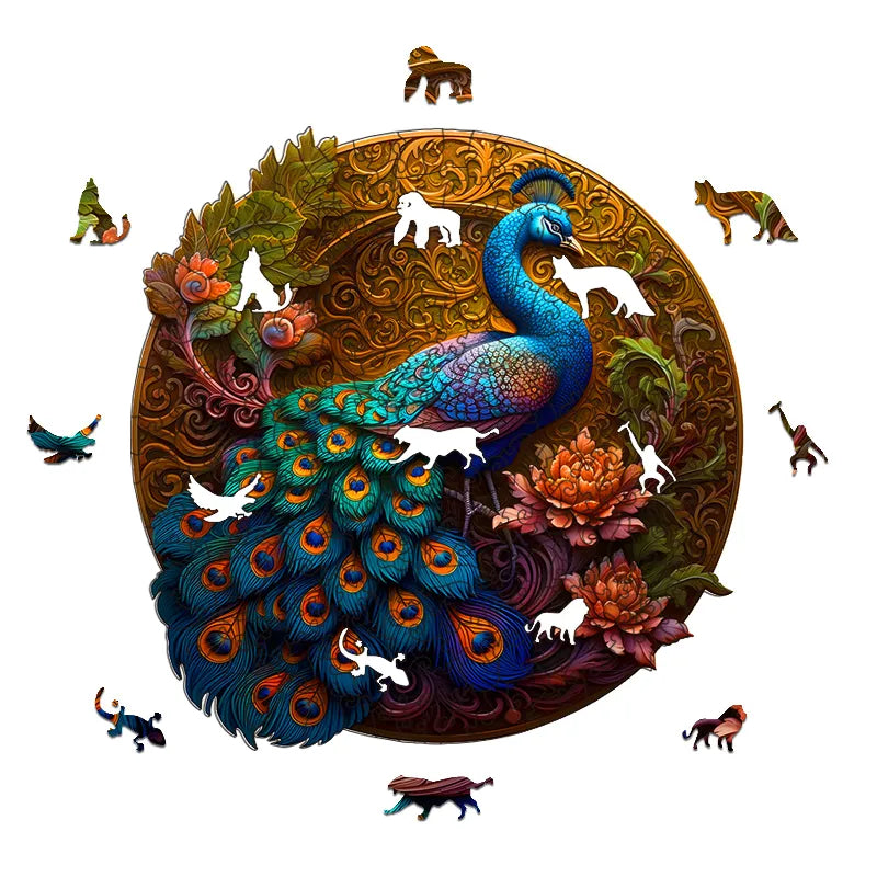Peacock Peony - Wooden Jigsaw Puzzles - image 1