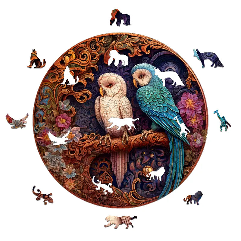 Lovebird Wood Carving - Wooden Jigsaw Puzzles - image 1