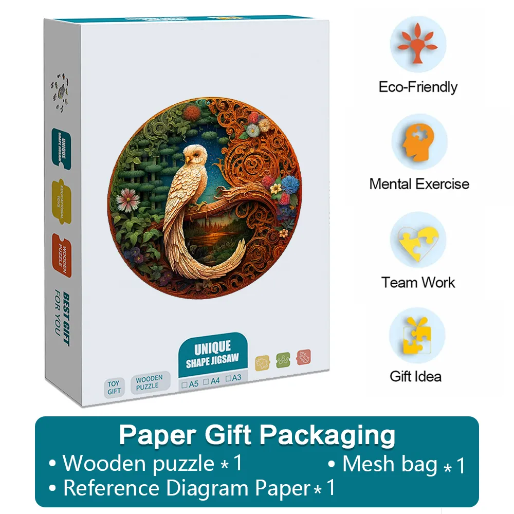 Star Moon Owl - Wooden Jigsaw Puzzles - A2 - Paper Gift Packaging - image 5