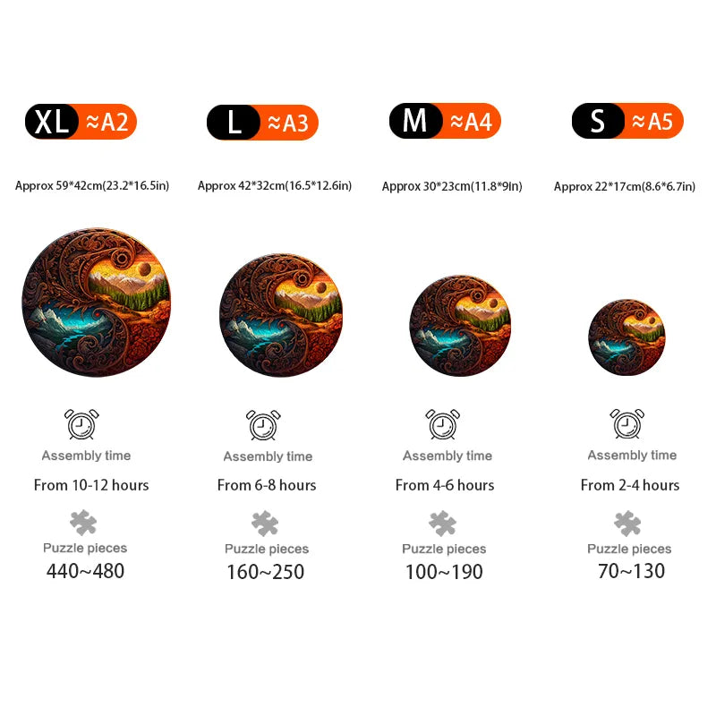 Yin Yang Dusk and Starry Night - Wooden Jigsaw Puzzles - image 2