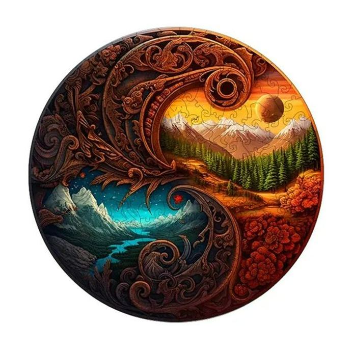 Yin Yang Dusk and Starry Night - Wooden Jigsaw Puzzles - A2 - Wooden Gift Packaging - image 0