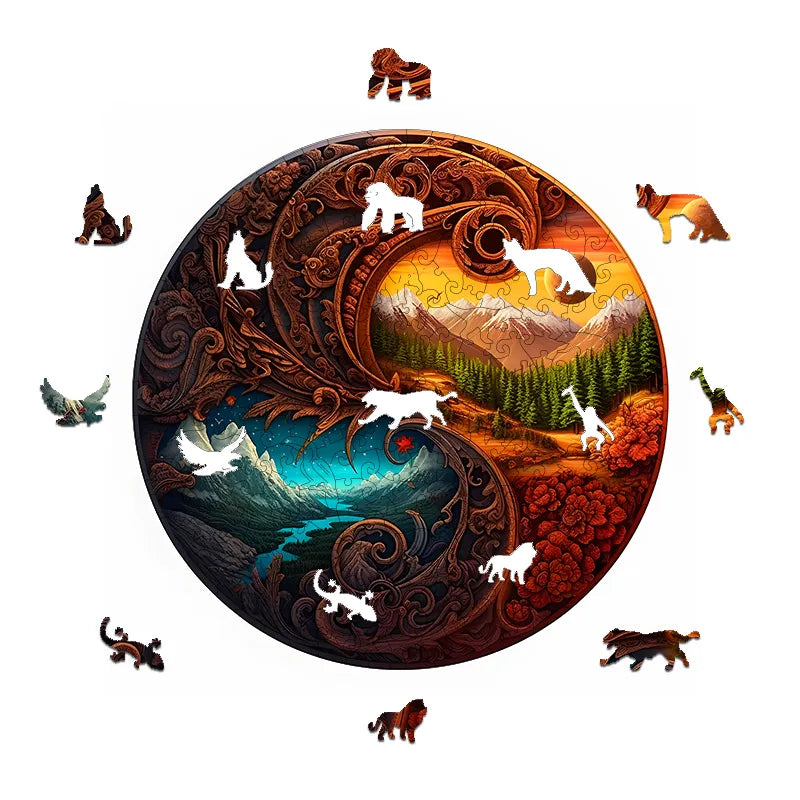 Yin Yang Dusk and Starry Night - Wooden Jigsaw Puzzles - image 1