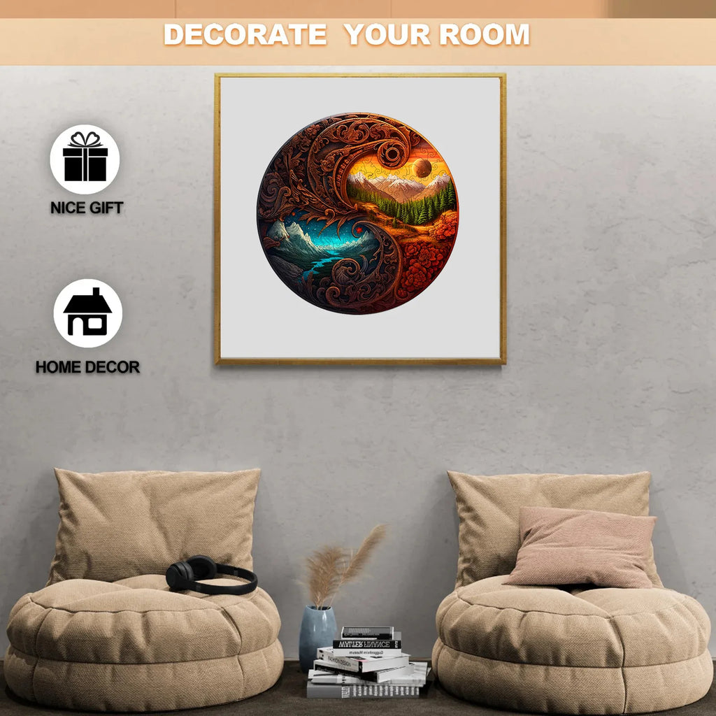 Yin Yang Dusk and Starry Night - Wooden Jigsaw Puzzles - image 3