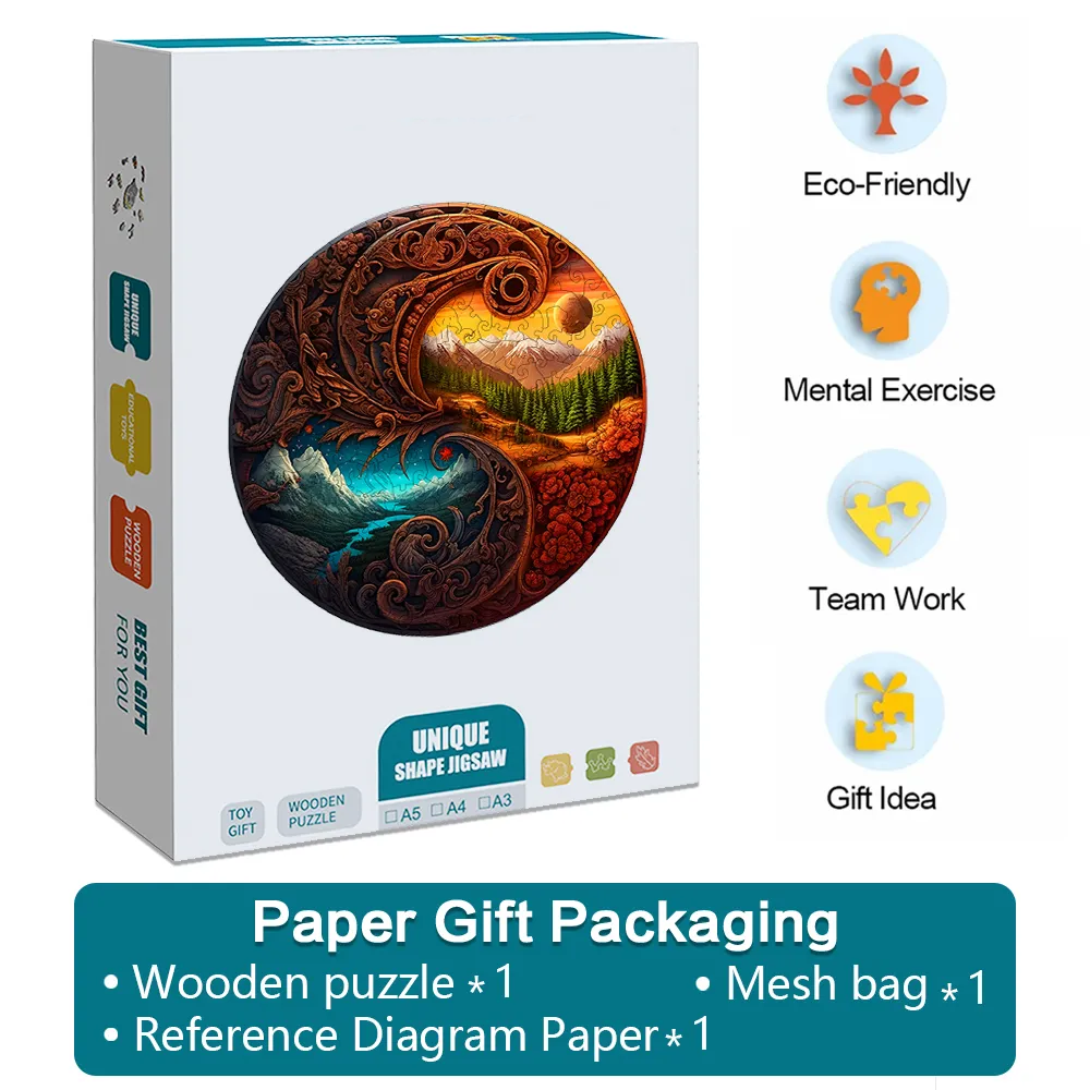 Yin Yang Dusk and Starry Night - Wooden Jigsaw Puzzles - image 4