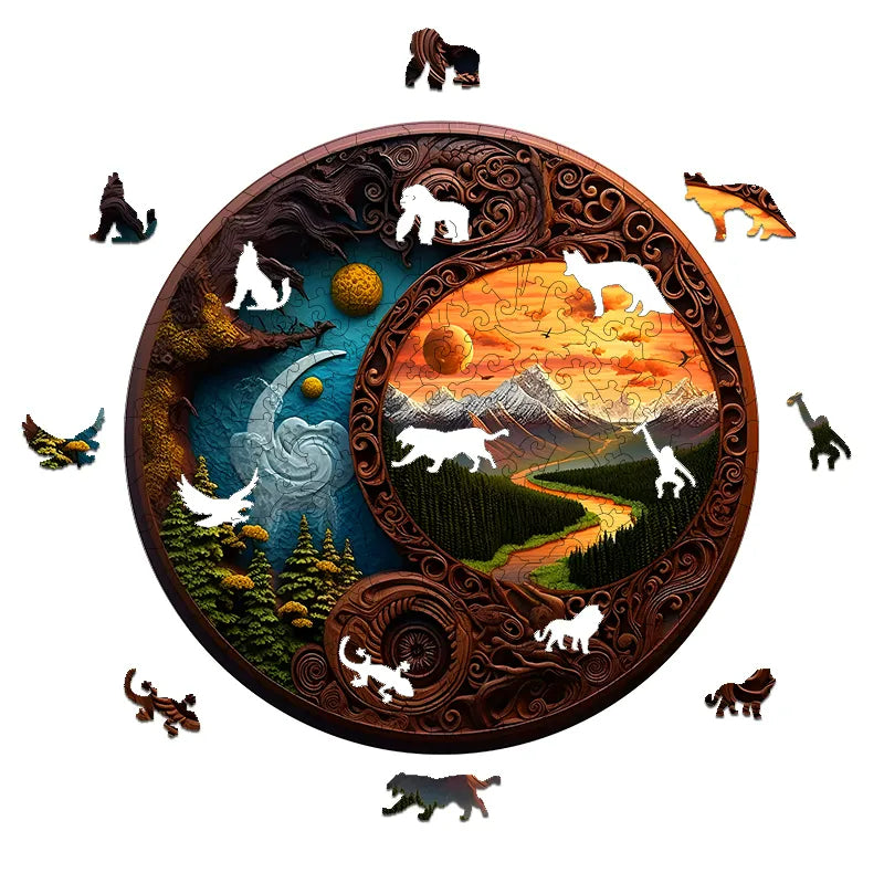 Yin Yang Wood Carving - Wooden Jigsaw Puzzles - image 1