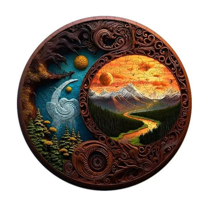 Yin Yang Wood Carving - Wooden Jigsaw Puzzles - image 0