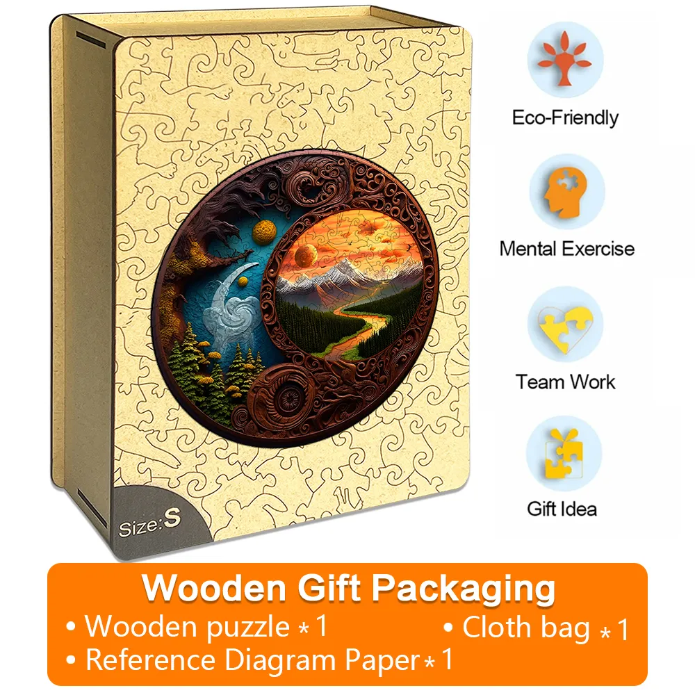 Yin Yang Wood Carving - Wooden Jigsaw Puzzles - A2 - Wooden Gift Packaging - image 5