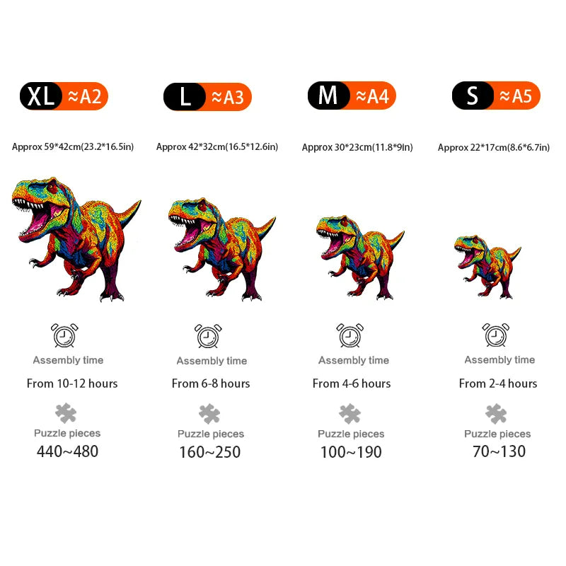 Colorful Tyrannosaurus Rex - Wooden Jigsaw Puzzles - image 2