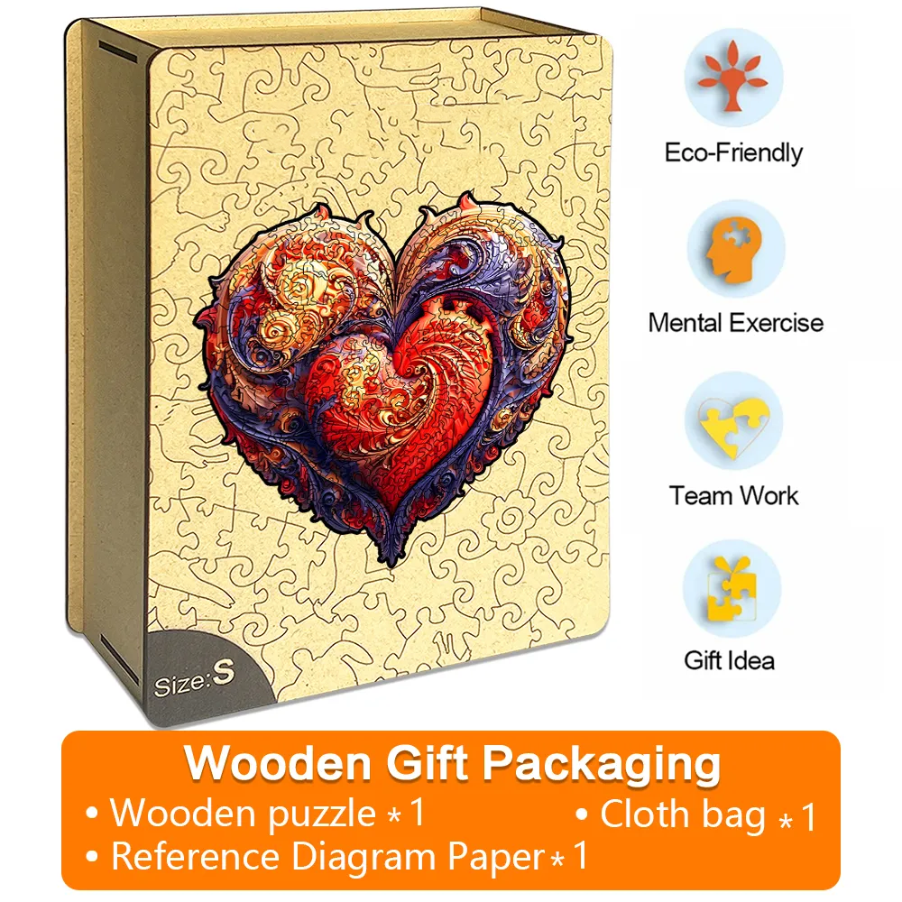 Mechanical Heart - Wooden Jigsaw Puzzles - A2 - Wooden Gift Packaging - image 4