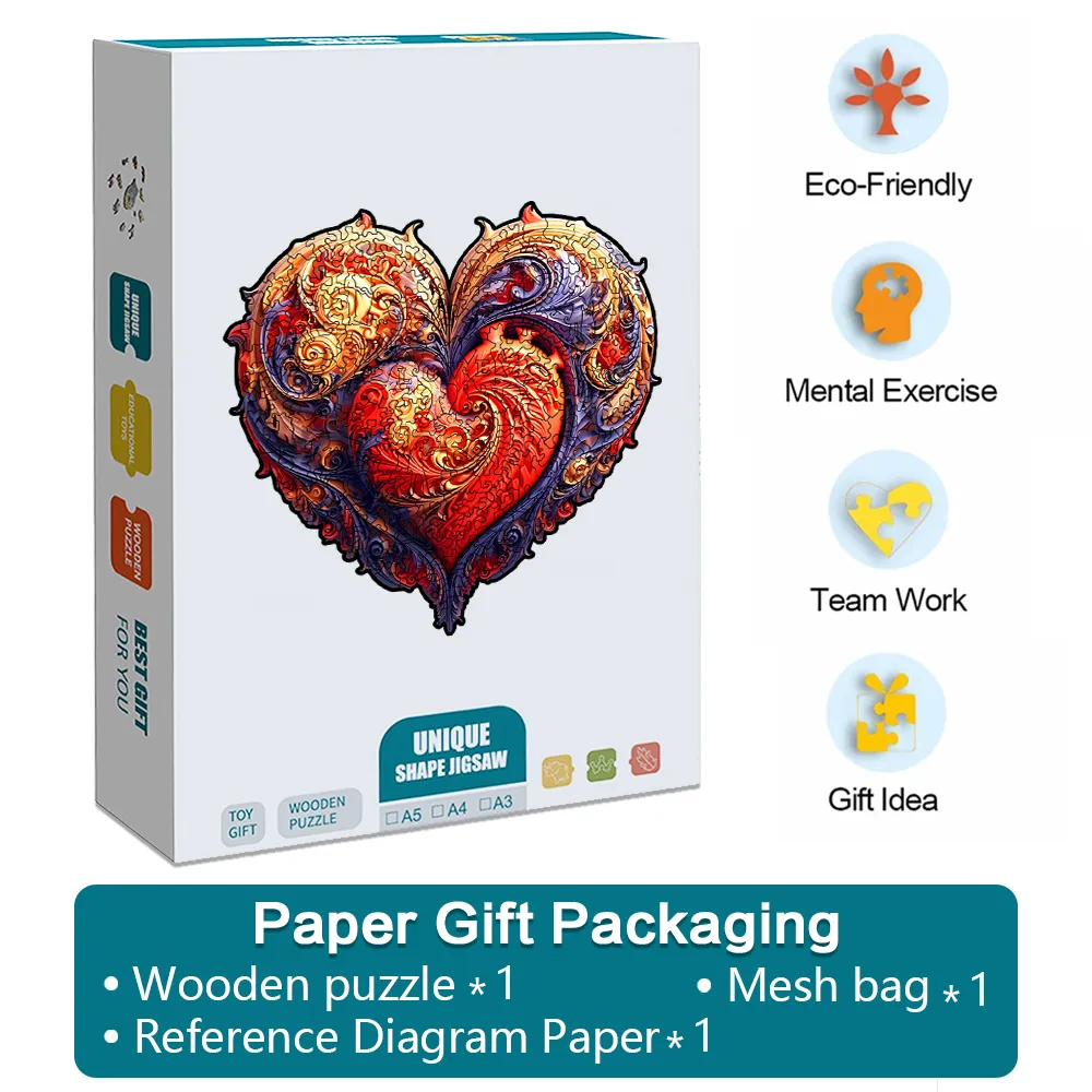 Mechanical Heart - Wooden Jigsaw Puzzles - A2 - Paper Gift Packaging - image 5