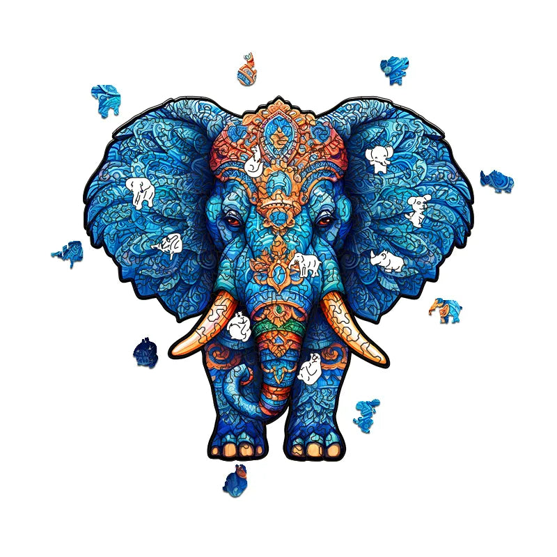 Glacier Blue Elephant - Wooden Jigsaw Puzzles - image 1
